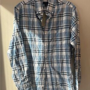 NWT J. Crew Light Blue and White Plaid Shirt